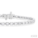 4 3/4 ctw East-West Bezel Set Emerald Cut Diamond Tennis Bracelet in 14K White Gold